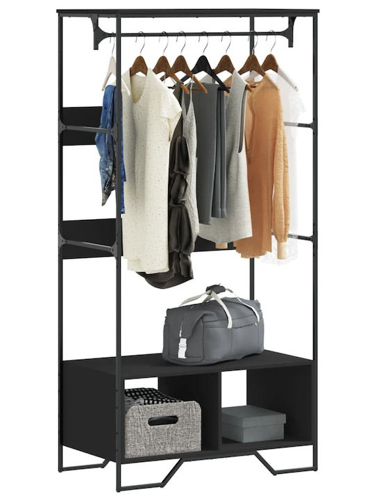 vidaXL Floor Garment Rack made of Wood Black 90x50x180cm