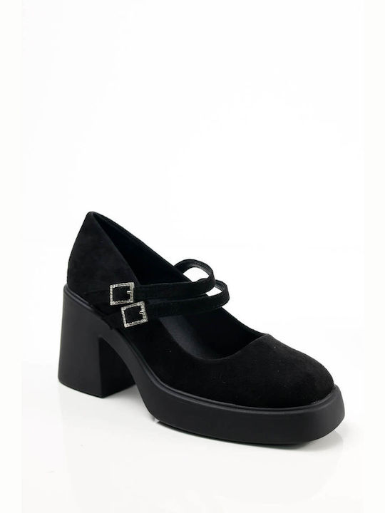 Ligglo Suede Pantofi cu toc Negre