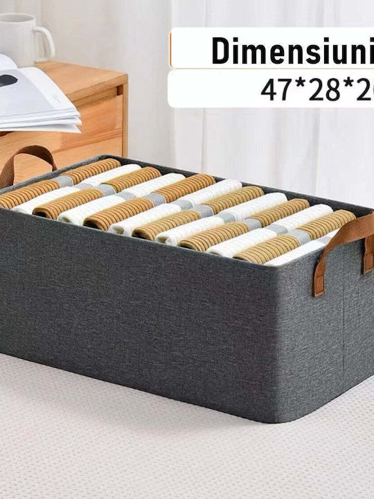 Καλάθι Αποθήκευσης Υφασμάτινο Γκρι 47x20x28cm