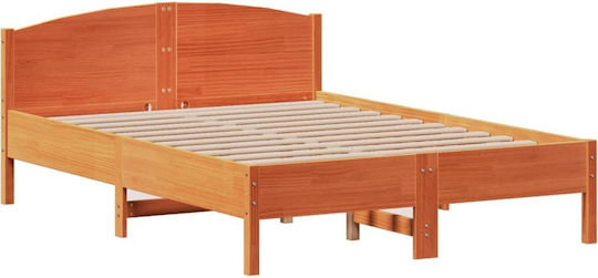 King Size Holzbetten Braune Kiefer mit Lattenrost für Matratze 190x190cm