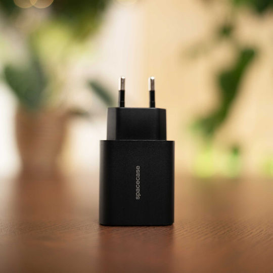 Spacecase Зарядно без кабел с USB-A порт и 2 USB-C порта 30W Черен (SC003B)