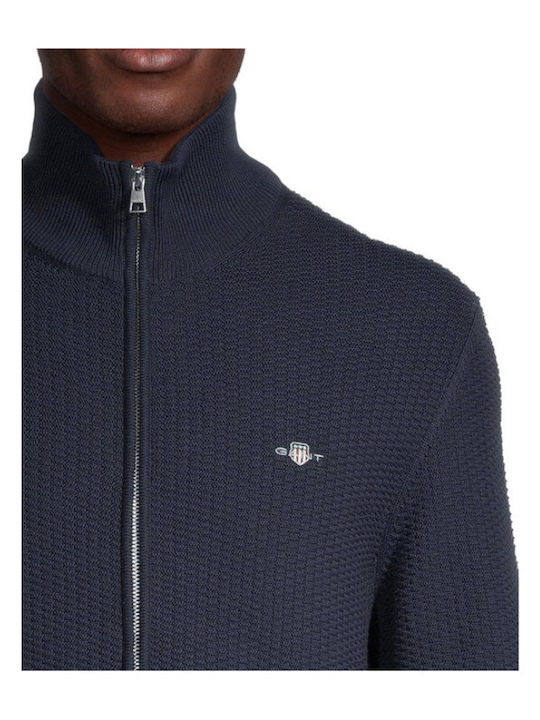 Cotton Men's Knitted Cardigan Navy Blue