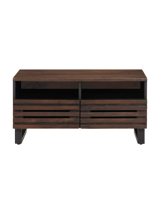 Rectangular Coffee Table from Solid Wood Brown/Black L80xW55xH40cm.