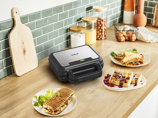 Tefal UltraCompact 3in1 Τοστιέρα με Αποσπώμενες Πλάκες για 2 Τοστ 700W Μαύρη