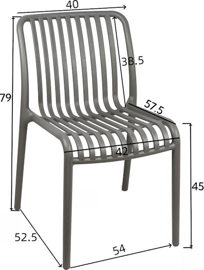 Zoi Dining Room Polypropylene Chair Anthracite 42x58x79cm