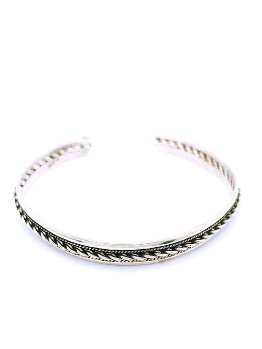 Silver 925 Handmade Hand Bracelet Cuff Oxidized Braided Design