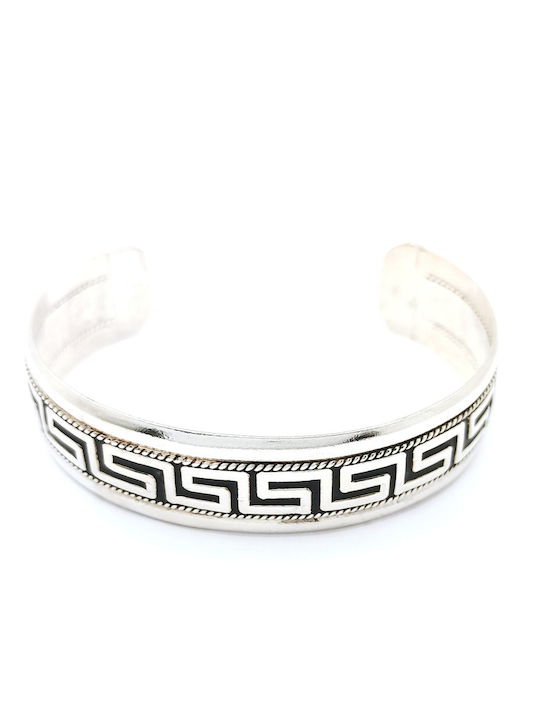 Silver 925 Handmade Handcuff Bracelet Oxidized Meander Design