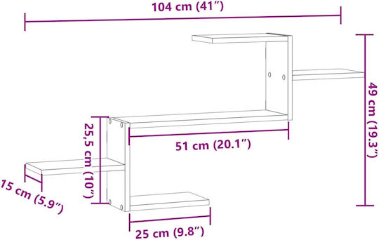 Grey Sonoma Wall Shelf 104x15x49cm
