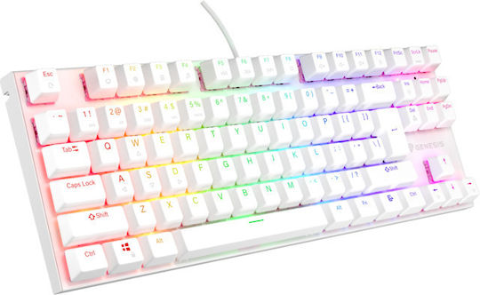 Genesis Thor 303 Gaming Μηχανικό Πληκτρολόγιο Tenkeyless με Outemu Peach Silent διακόπτες και RGB φωτισμό (Αγγλικό US) Λευκό
