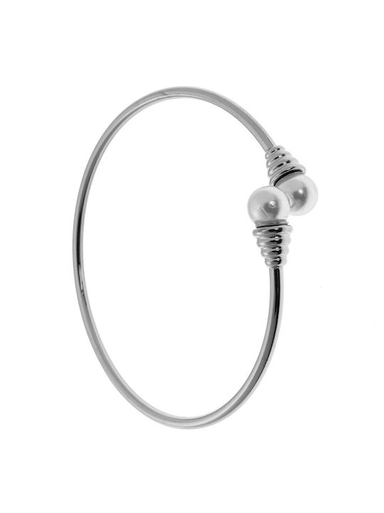 Steel Bangle Bracelet Pearl Design 2401107 Silver Silver