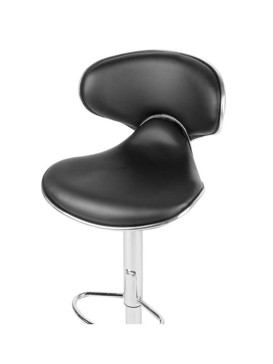 Σκαμπό Μπαρ με Ρυθμιζόμενο Ύψος Black Faux Leather 2τμχ
