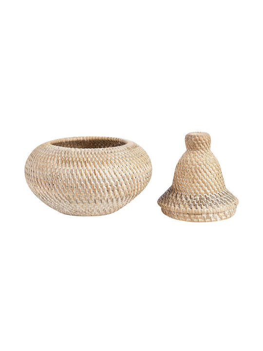 Beliani Aufbewahrungskorb Rattan mit Deckel Beiges