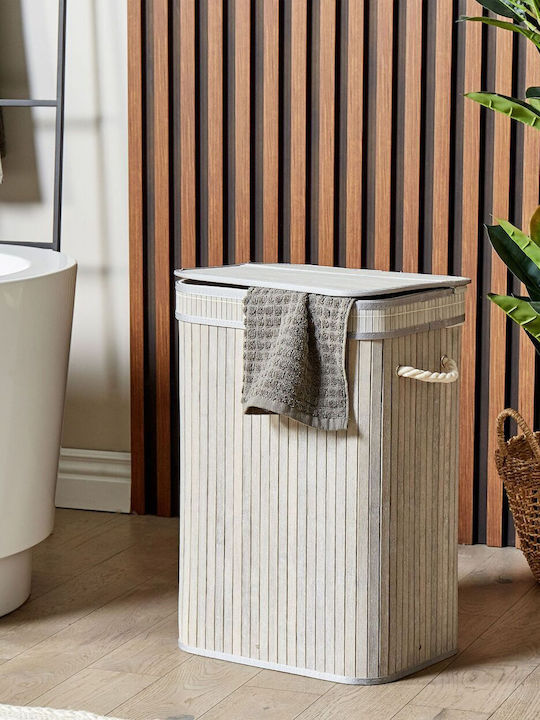 Beliani Aufbewahrungskorb Bamboo mit Deckel Gray 1Stück