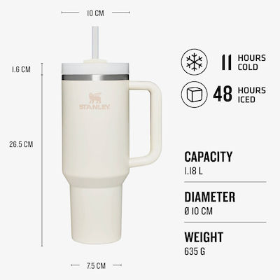 Stanley Tumbler Glas Thermosflasche BPA-frei Cream 1.18lt