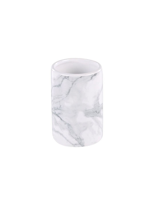 Beliani Badezimmer-Accessoire-Set Keramik Weiß 4Stück