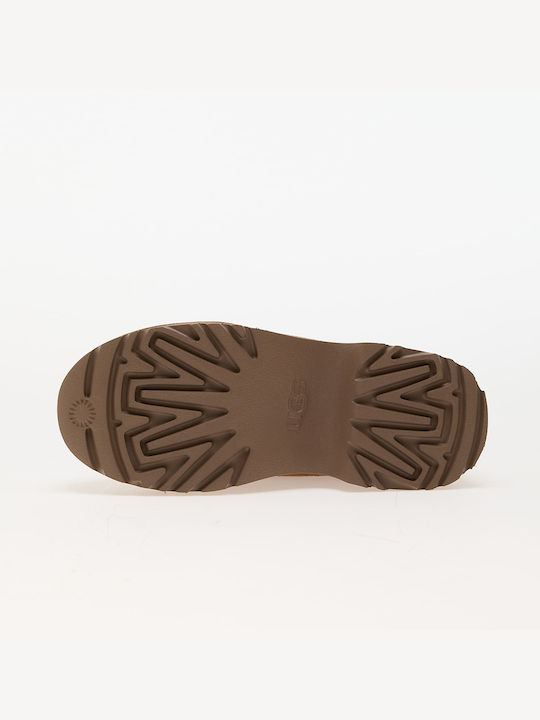 Ugg Australia Closed Leather Women's Slippers in Brown color