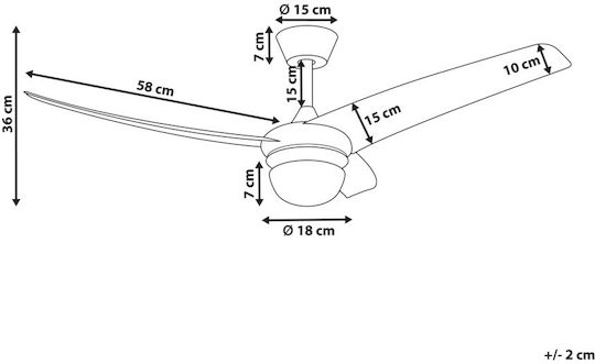 Beliani Jiboa Ceiling Fan 110cm with Light Fixture Black
