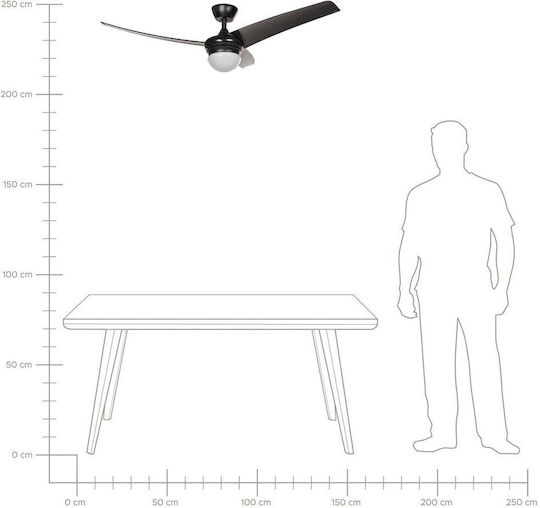 Beliani Jiboa Ceiling Fan 110cm with Light Fixture Black