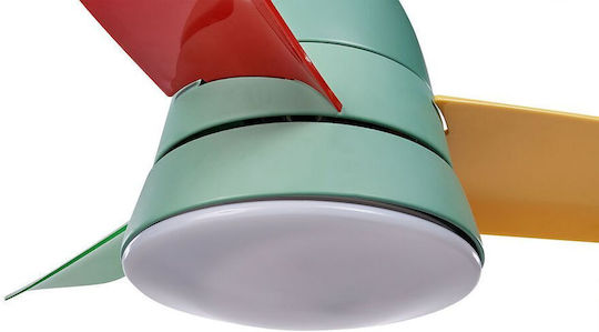 Beliani Strawberry Ανεμιστήρας Οροφής 78cm με Φως Multicolour Green Red Yellow