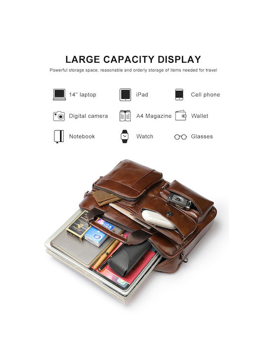 Leather Men's Briefcase Dark Brown