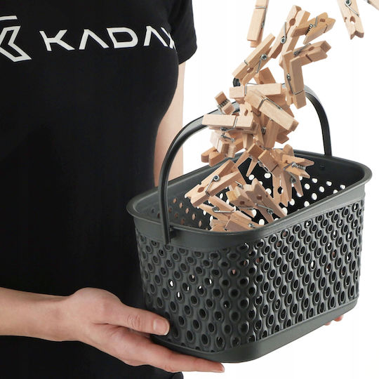 Kadax Set Basket with Clothespins made of Plastic Gray