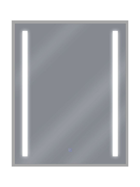 Led Wall Mirror 60 X 80 Cm Silver Martinet