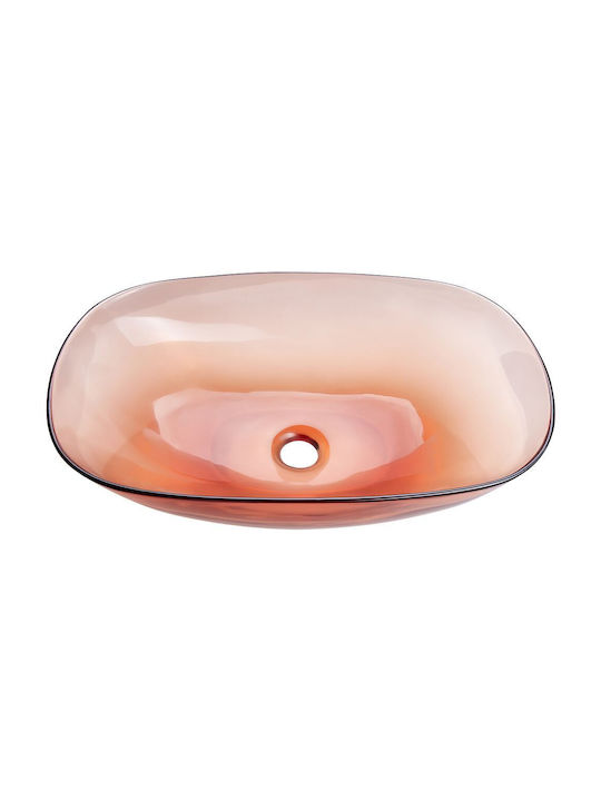 Beliani Aufgesetztes Waschbecken Porzellan 54x36cm Red