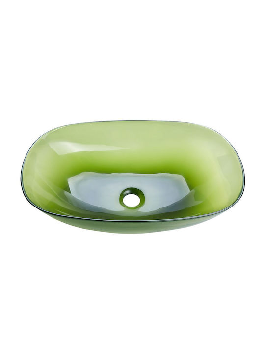 Beliani Vessel Bathroom Sink Porcelain 54x36cm Green