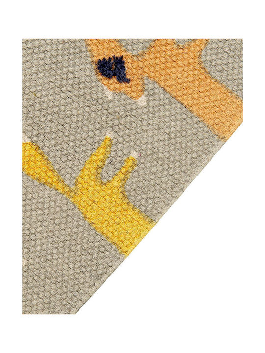 Children's Cotton Rug Fox Motif 80 X 150 Cm Gray Bankgo