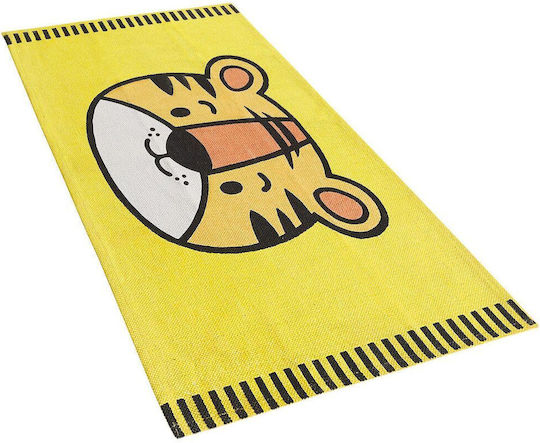 Kinderteppich aus Baumwolle mit Tigermotiv 60 x 90 cm Gelb Ranchi