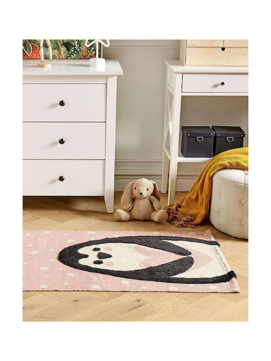 Cotton Children's Rug Penguin Motif 80 X 150 Cm Pink Pengkol