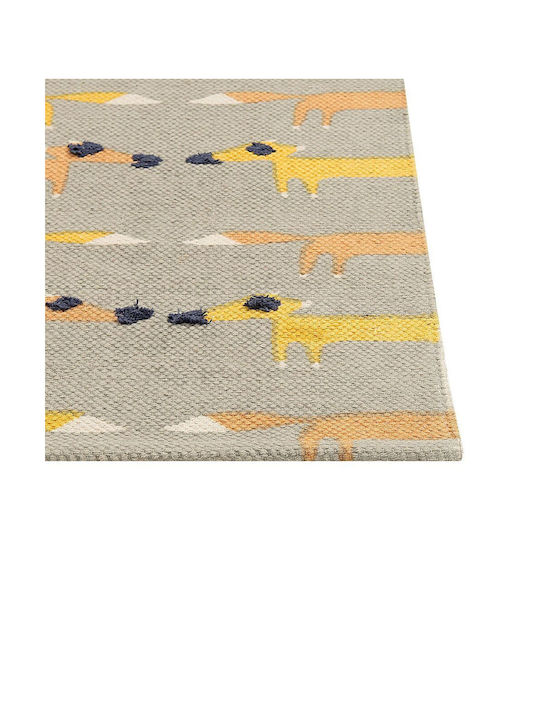 Children's Cotton Rug Fox Motif 80 X 150 Cm Gray Bankgo