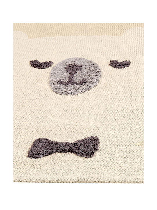Cotton Children's Rug Bear Motif 80 X 150 Cm Beige Simau