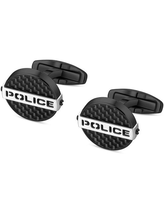 Police Cufflinks of Steel Black