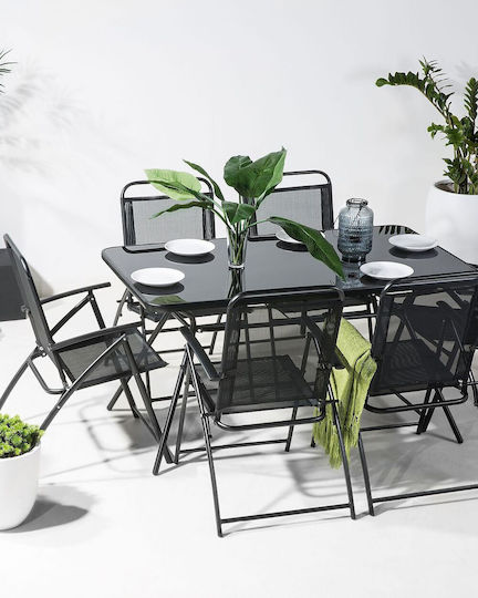 Gartenstühle Metallisch Livo Schwarze 6 Stück 45x66cm