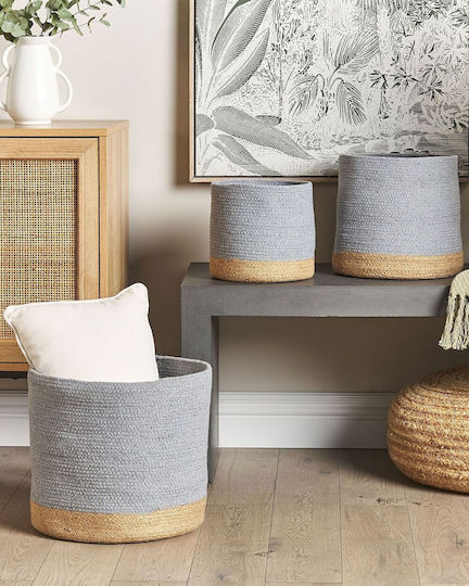 Set aus 3 grauen Baumwollkörben Beige Basima