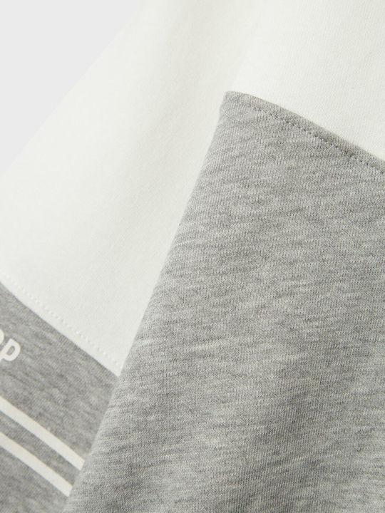 Kids Sweatshirt with Hood and Pockets White Gray