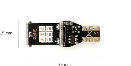 Led Bulb T15 W16w 12v 12w Canbus Red