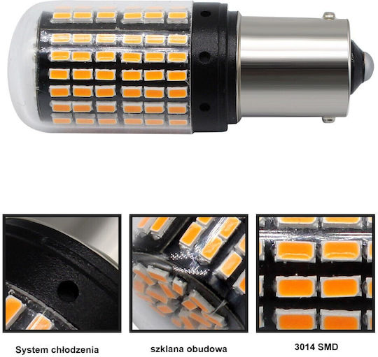 LED крушки 2x P21w Ba15s 12-24v Canbus оранжеви Premium