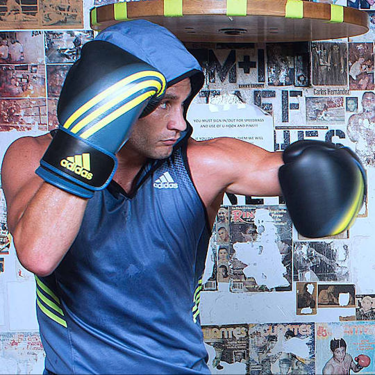 adidas Speed 100 Boxing Gloves made of Synthetic Leather for Match Black/Green