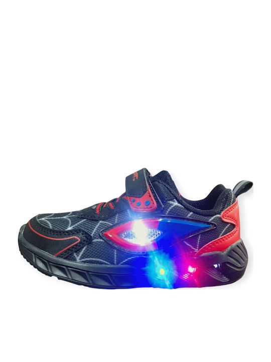 Spider Kids Sneakers with Scratch & Lights Black