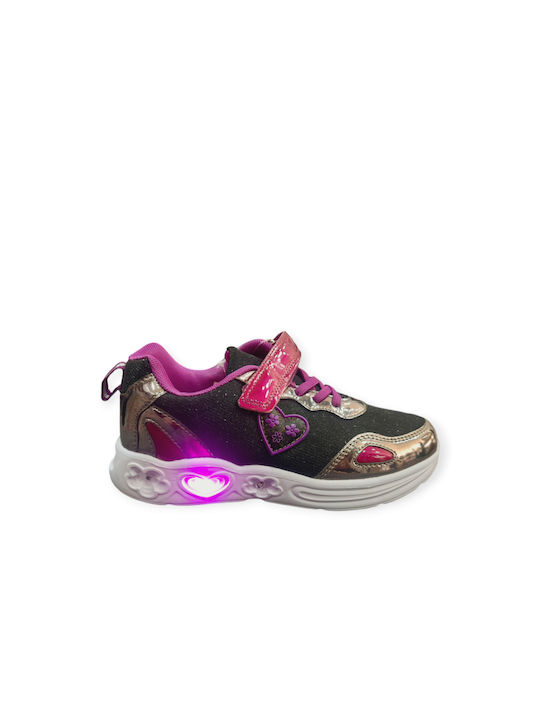 Bacio & Bacio Kids Sneakers with Lights Γκλιτερ Μαύρο / Μωβ