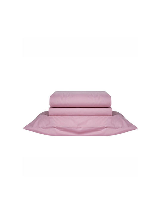 Kentia Sheet for Single Bed with Elastic 90x200+35cm. Essential Pink