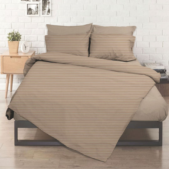 Flamingo Sheet for Single Bed with Elastic 100x200+32cm. Chic Beige