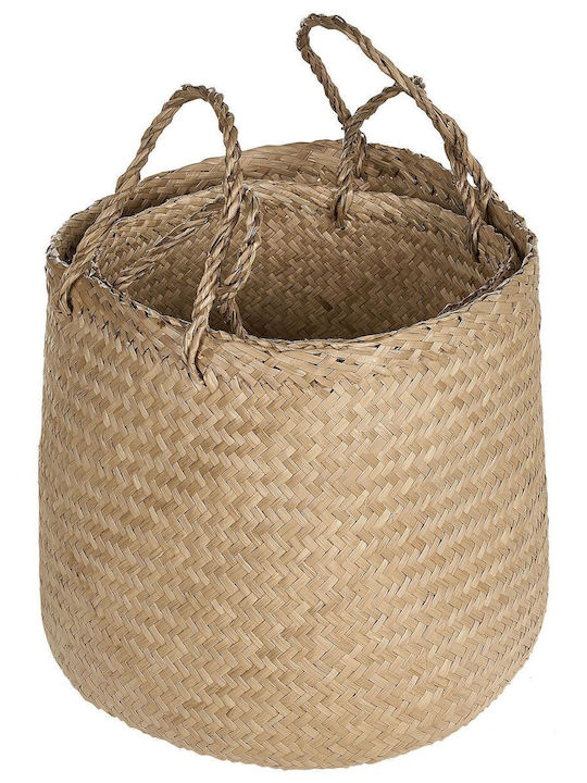Beliani Set dekorative Körbe mit Griffen Beige 2Stück