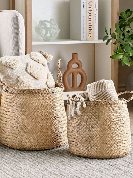 Beliani Set dekorative Körbe mit Griffen Beige 2Stück