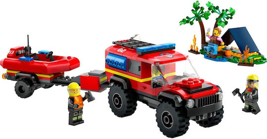 LEGO City 4x4 Пожарен Камион с Спасителна Лодка за 5+ Години 301 Бройки
