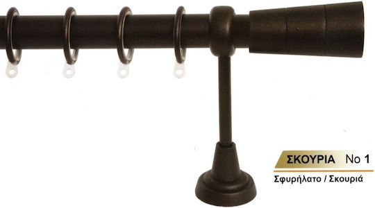 Import Hellas Μεταλλικό Κουρτινόξυλο No1 Μονό Φ25mm 160εκ. Σκουριά N1-SK-160