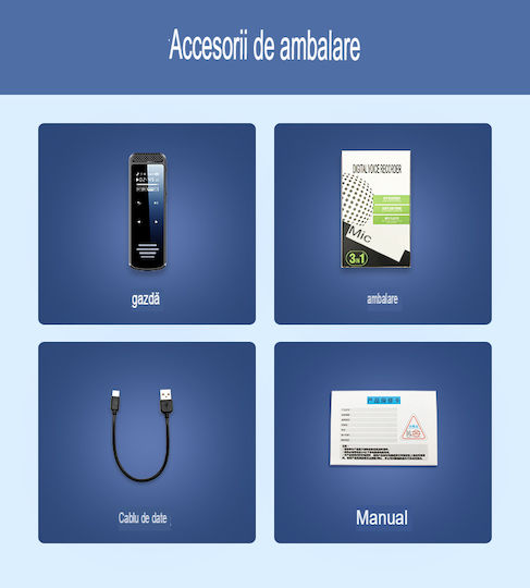 Înregistrator De Voce Recman Q55 Cu Memorie Internă 64GB