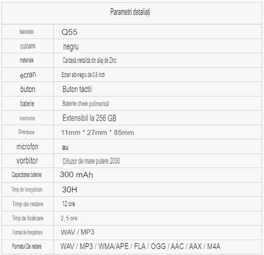 Înregistrator De Voce Recman Q55 Cu Memorie Internă 64GB